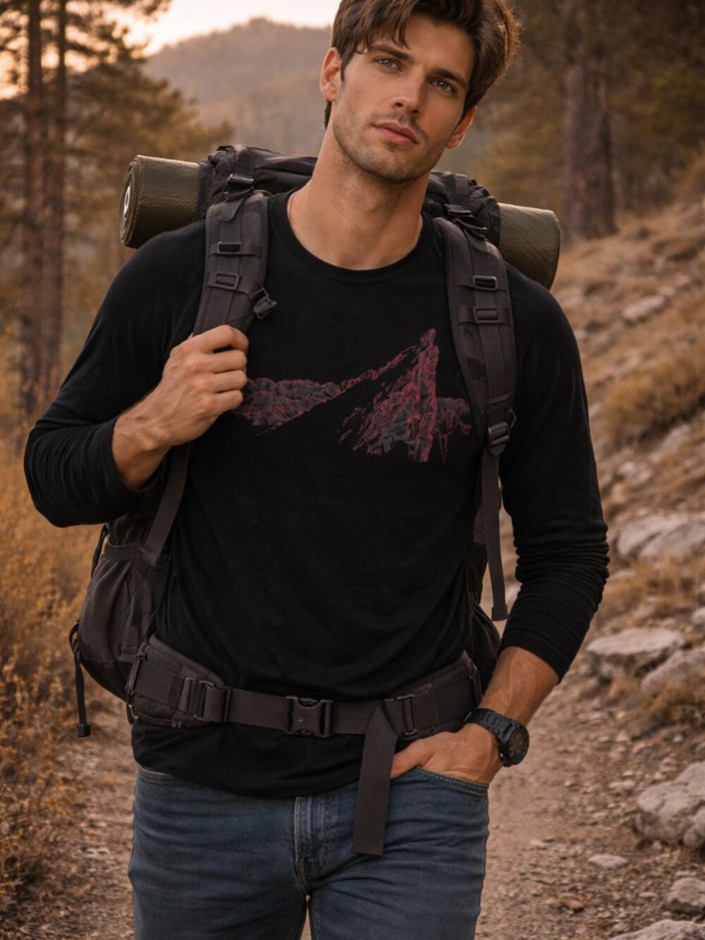 Icebreaker Men's Merino 200 Long Sleeve Graphic Crew Thermal Top Sz M